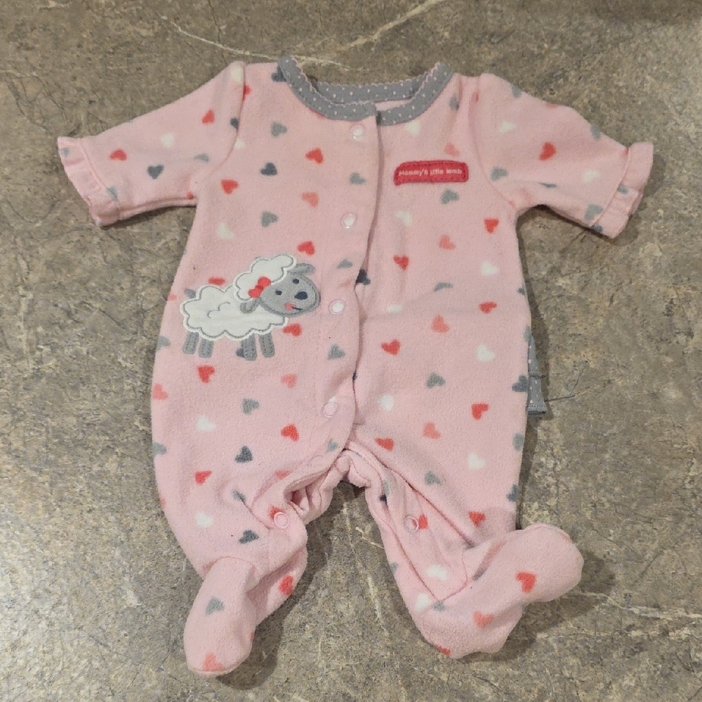 (J59) Carter's Pink Heart and Sheep Sz Preemie